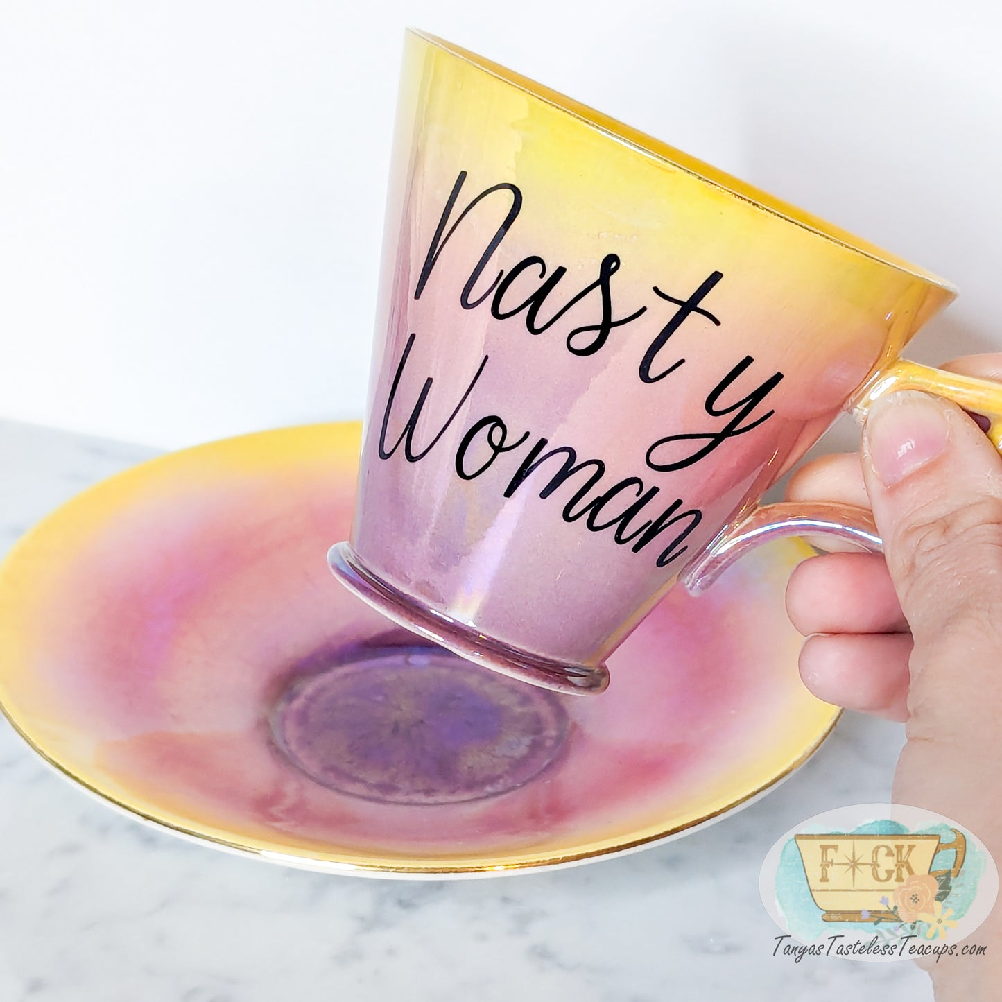 Nasty Woman teacup set